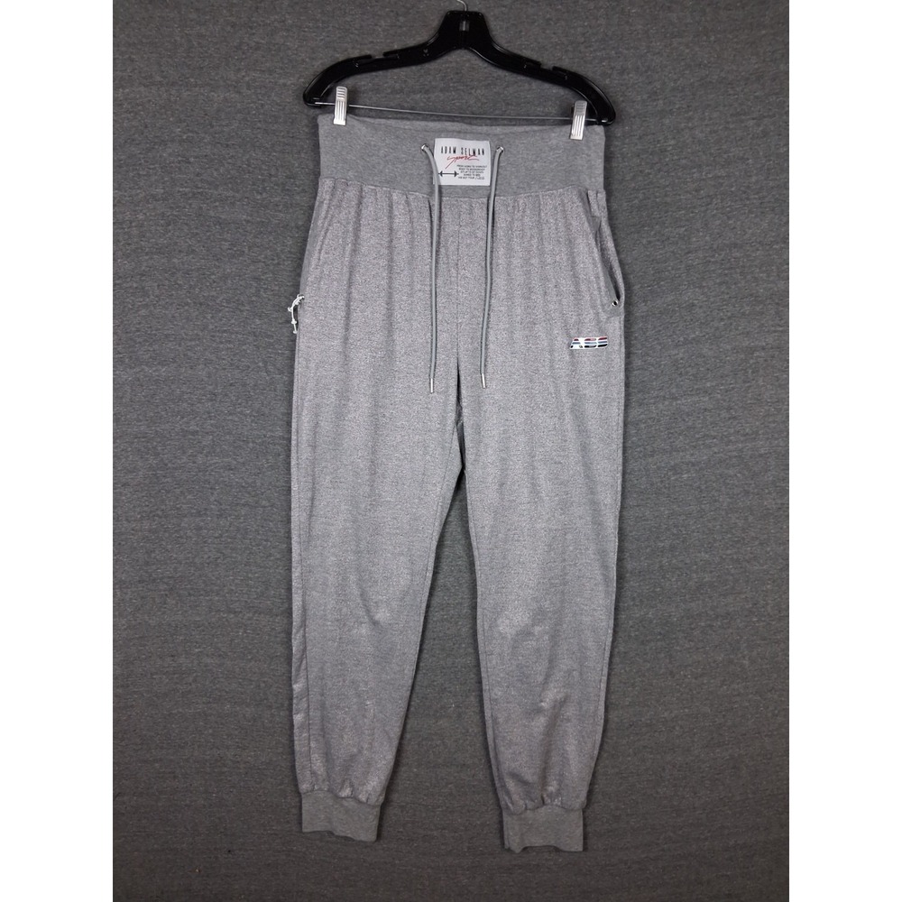 Adam Selman Sport Womens Pants L Gray Shimmer Metalic Lounge Gym High Waist